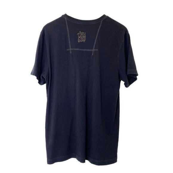 Life is Good Happy Hour T Shirt Mens size Medium Short Sleeved Black - Picture 2 of 10